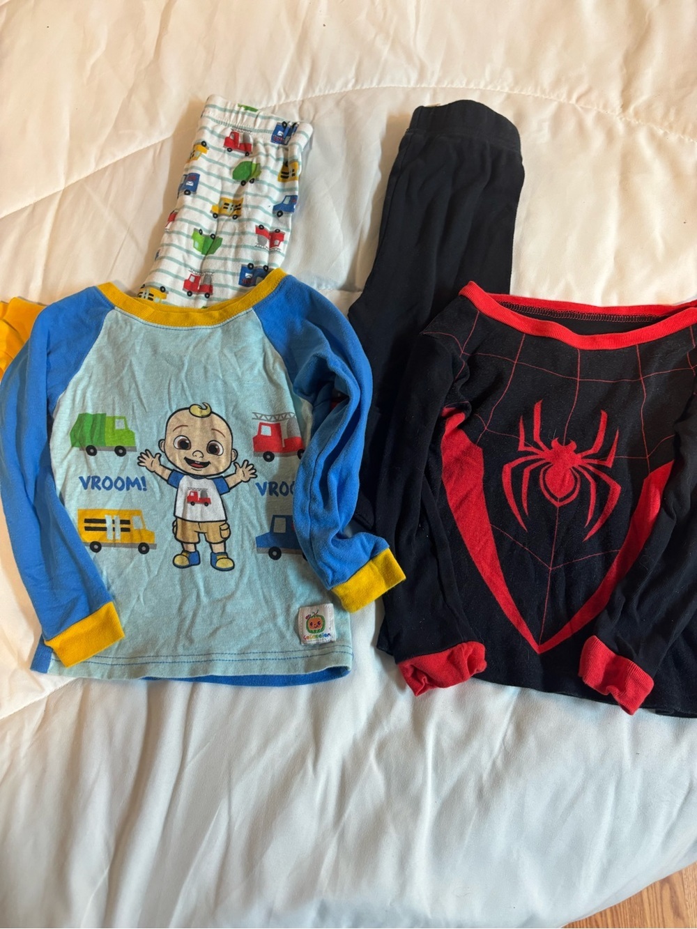 Set of 2 Marvel Kids Spider-Man and cocomelon Pajama Set - Blue, Black & Red 4T